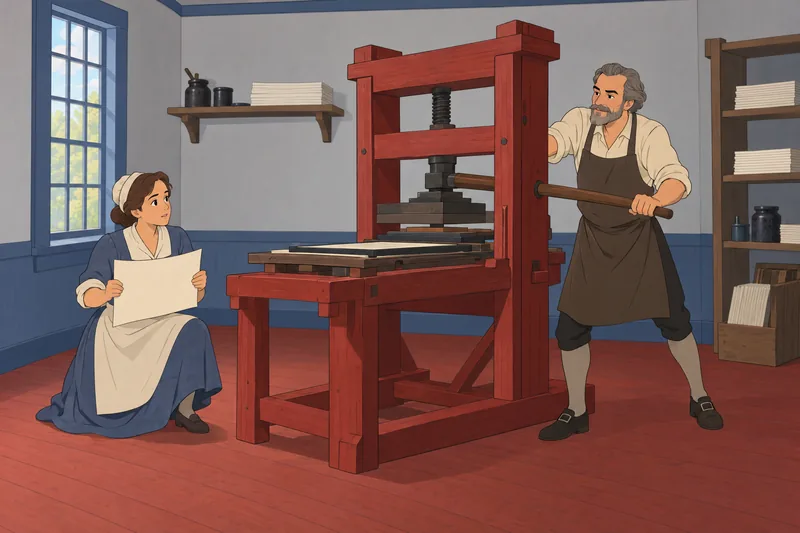 Which Founding Father: a printer tests the press.