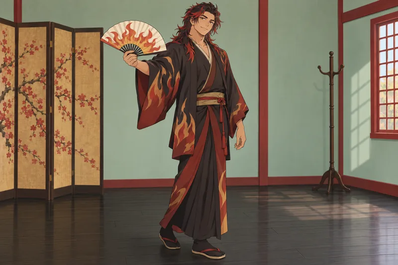 Which Hashira Are — he presents a poised fan.