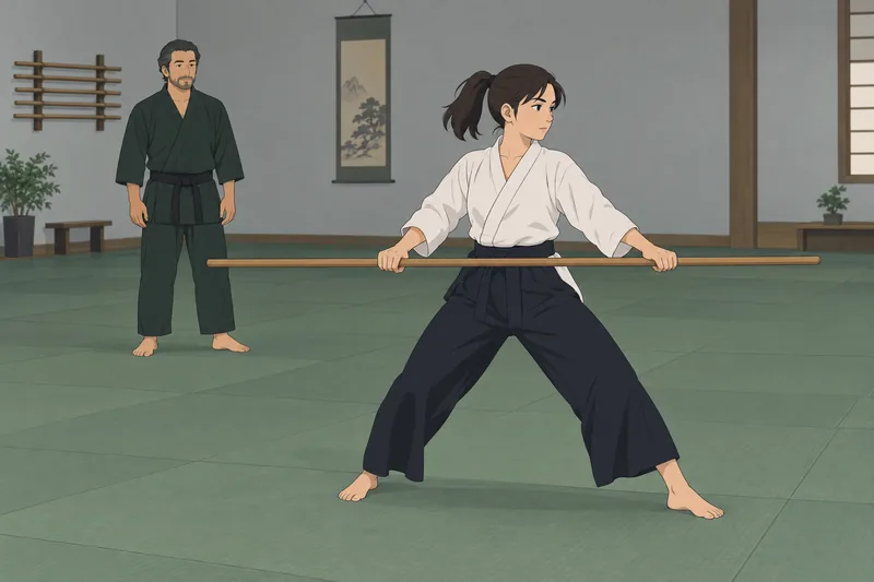 Which Martial Art shows a careful staff drill.