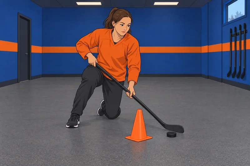 Which NHL Player guides a puck.