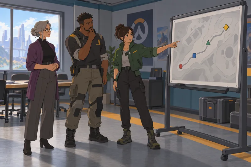 Which Overwatch Character guides this team briefing.