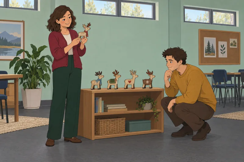 Which Reindeer Are represented by five wooden figurines.