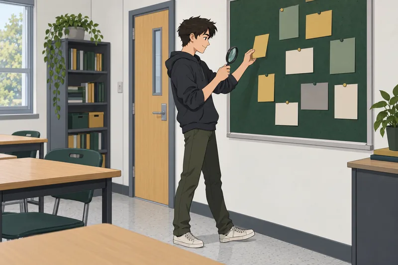 Quiz ¿Qué personaje examina pistas en clase.