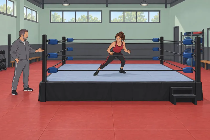 Which Wrestler Are? Athletes rehearse ring footwork.