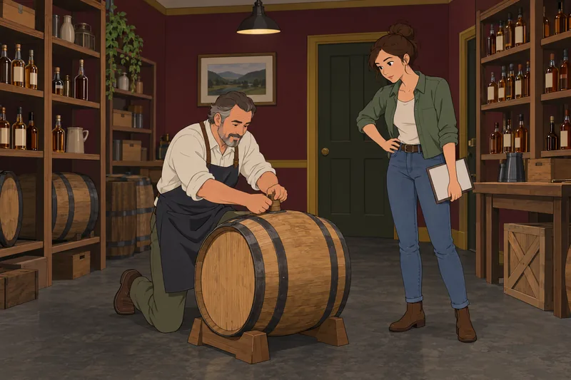Whiskey Quiz explores an oak cask.