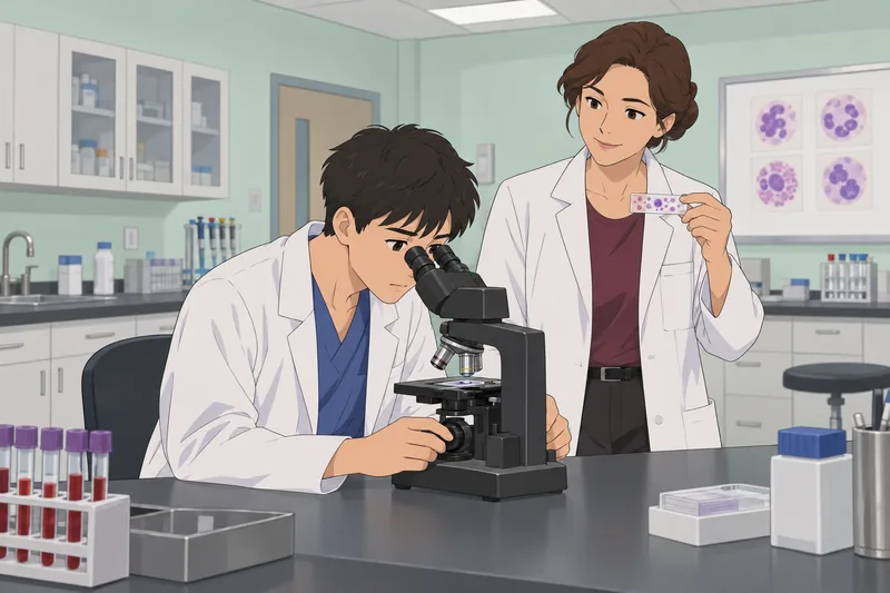 White Blood Cell learning begins beside a microscope.