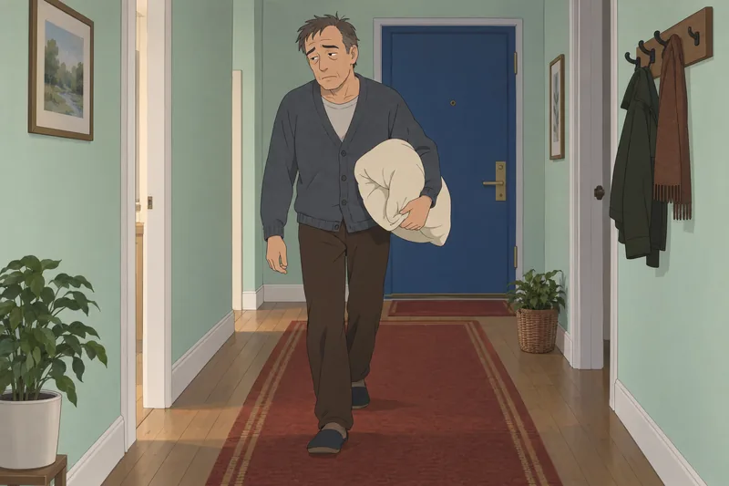 Why Is It? A tired adult walks.