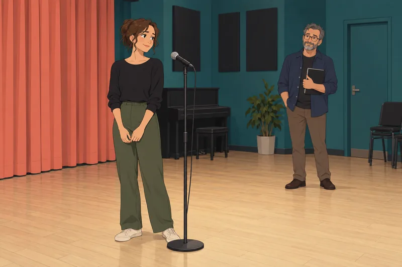Quiz ¿Seré famoso? Ensayo junto al micrófono.
