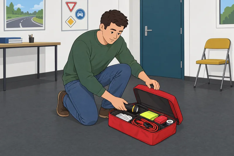 cuestionario sobre seguridad: conductor guarda suministros.