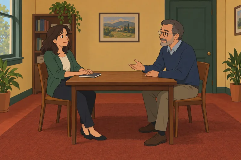 cuestionario de aceptación describe una reunión laboral serena.