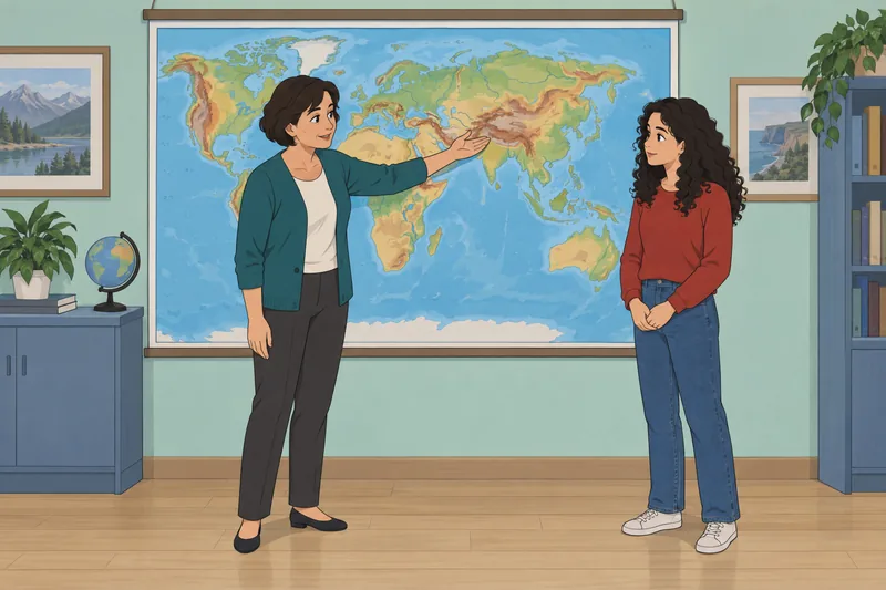 El cuestionario sobre el mapa cuelga.
