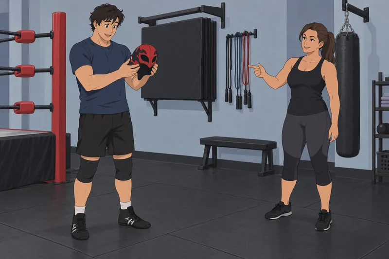 Quiz de WWE: un fan estudia una máscara.