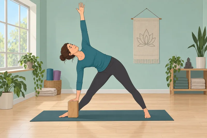 Yoga Quiz shows an instructor in Triangle Pose.