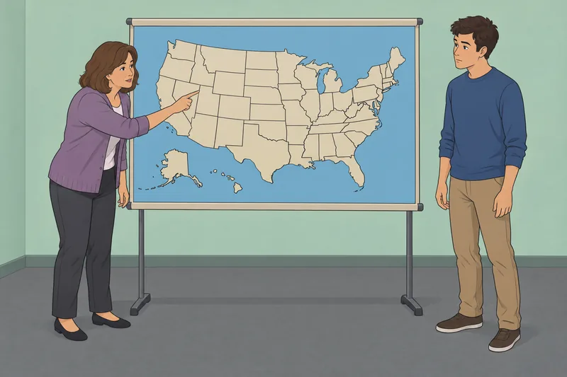 You Can't Say shows a teacher tracing borders.