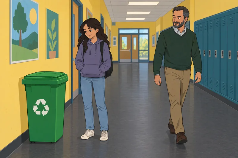 El cuestionario para jóvenes muestra reciclaje escolar.