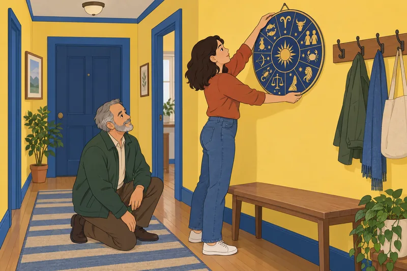 Zodiac Sign Test: a woman hangs a medallion.