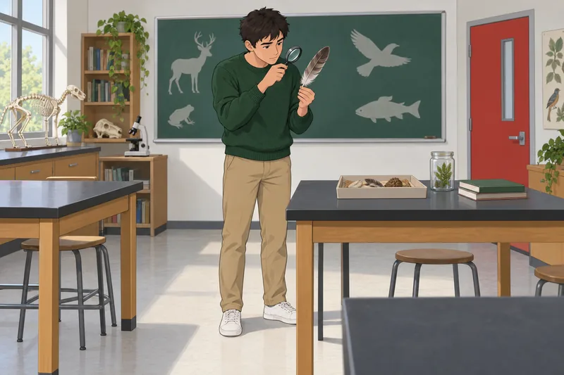 Zoology Quiz shows a feather study.