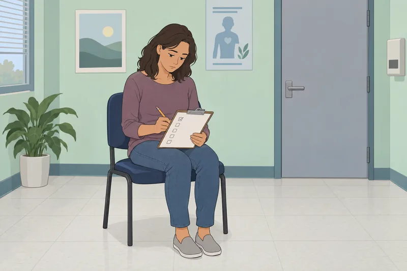 Zung Self-Rating Depression symptoms appear on a clipboard.